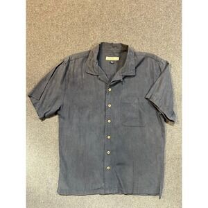 #A047 Tommy Bahama Mens Medium 100% Silk Life is a Beach Embroidered Shirt